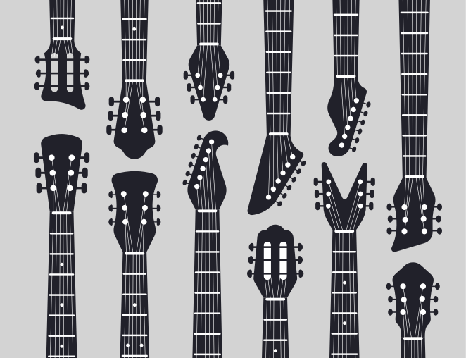 Alfombra vinílica salón siluetas de guitarra - TenVinilo