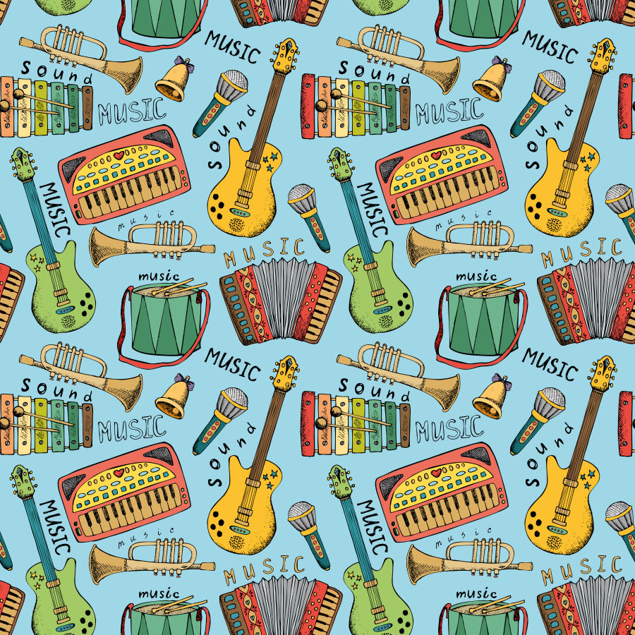 Alfombra vinílica infantil instrumentos musicales alegres - TenVinilo