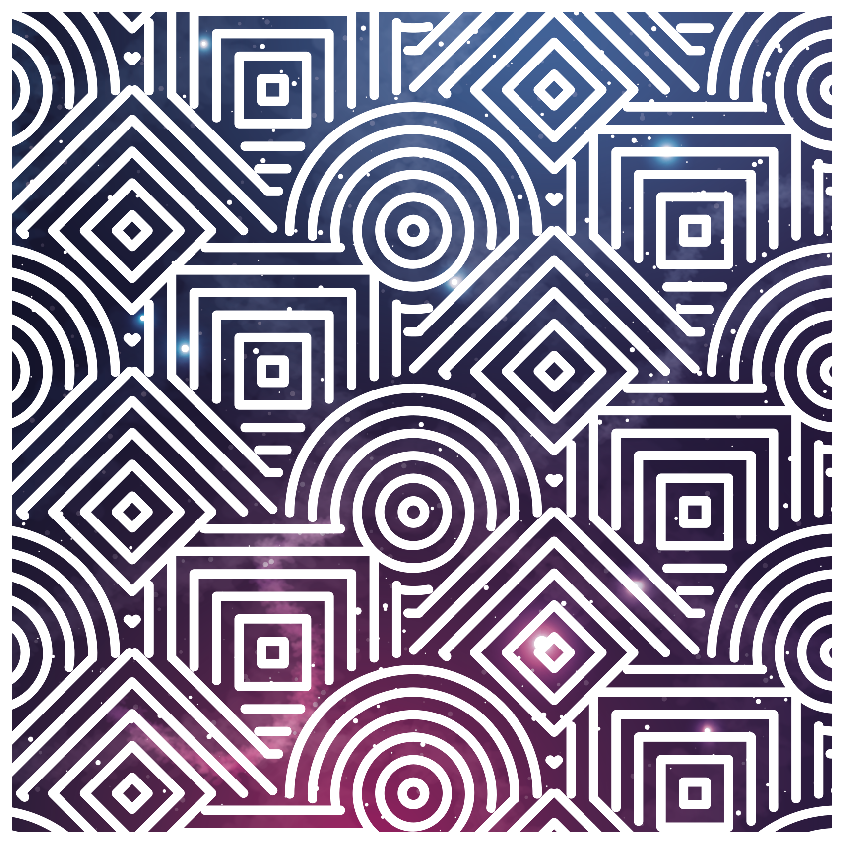 Alfombra vinílica geométrica rondas y cuadrados complejos - TenVinilo