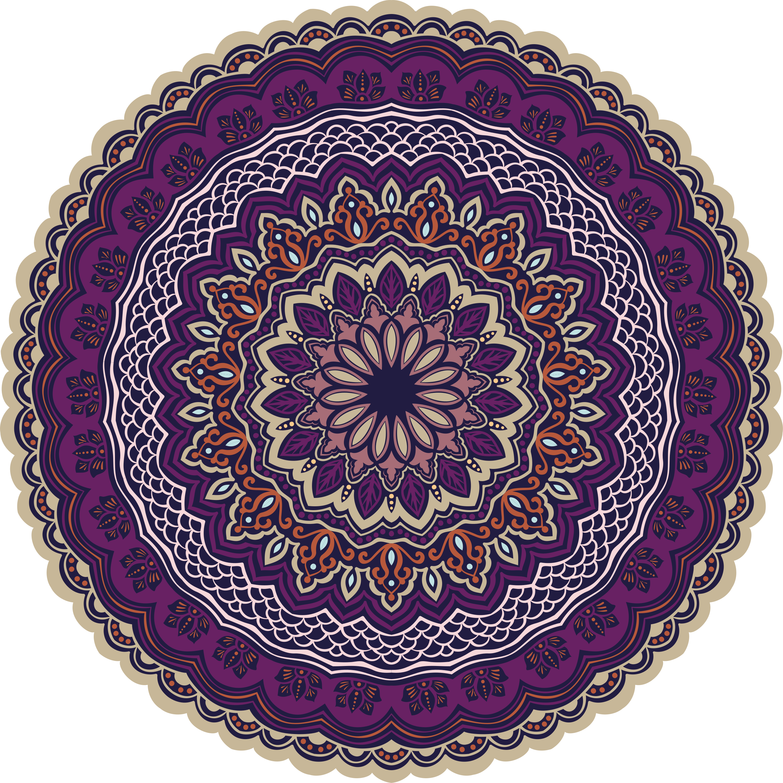 Alfombra vinílica mandala diseño morado vibrante - TenVinilo