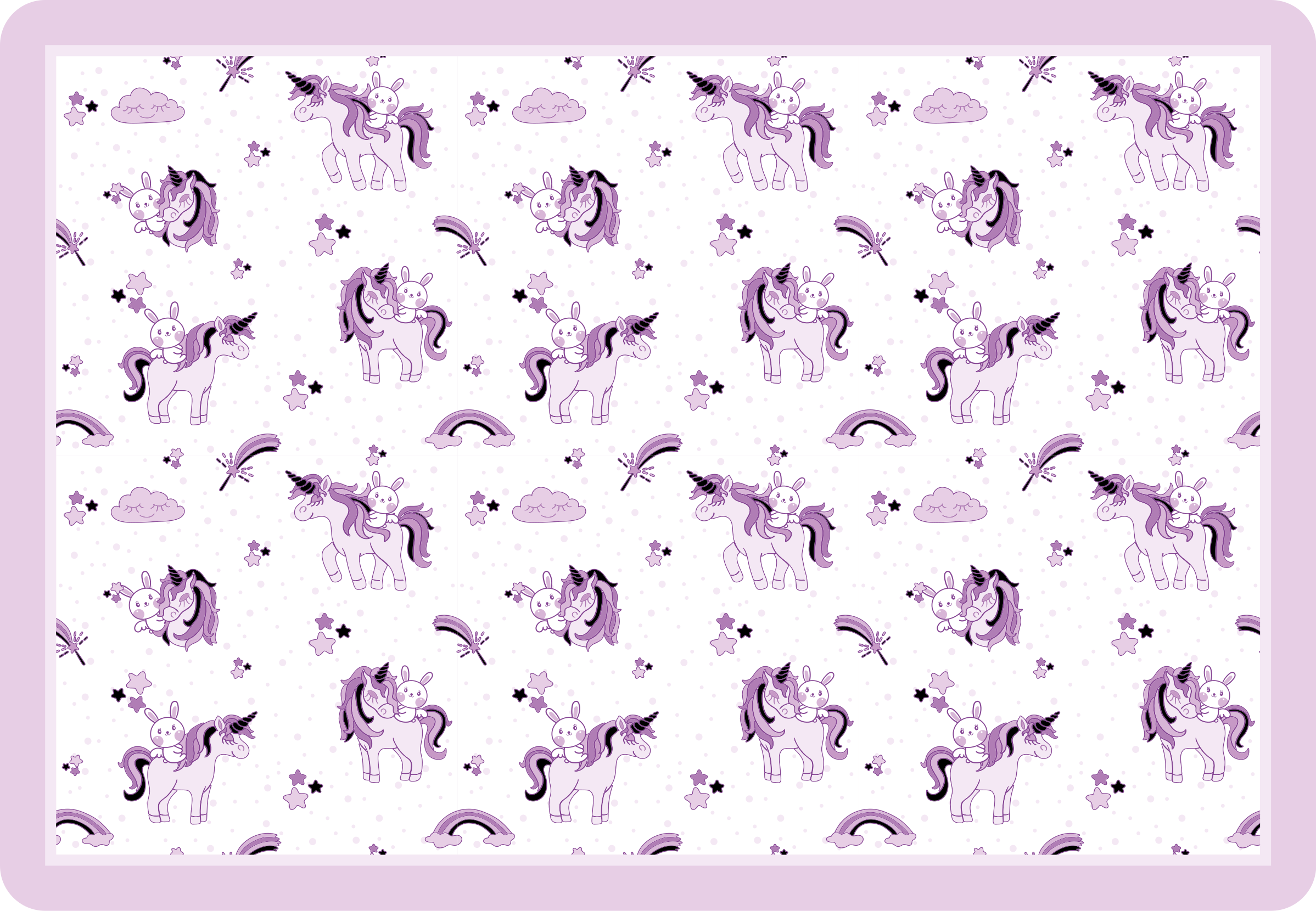 Alfombra vinílica infantil Unicornio y conejo alrededor de estrel - TenVinilo