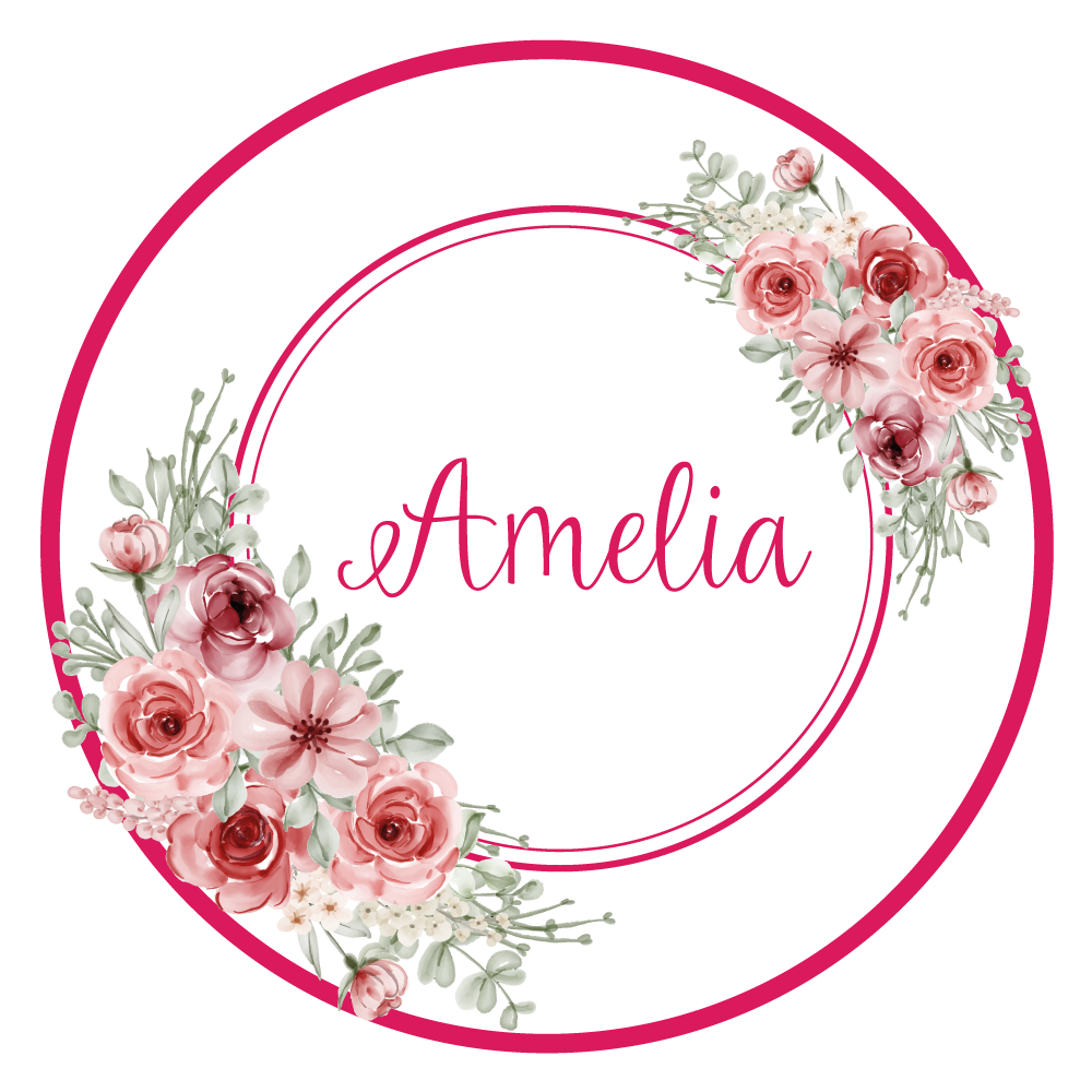 Alfombra vinílica dormitorio monograma floral con nombre - TenVinilo