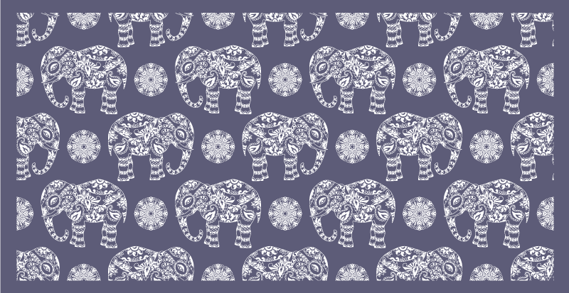 Alfombra vinílica mandala Mandala elefantes fondo morado - TenVinilo