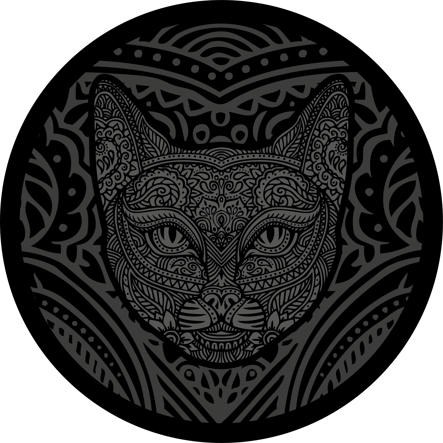 Alfombra vinílica animales cara de gato negro - TenVinilo