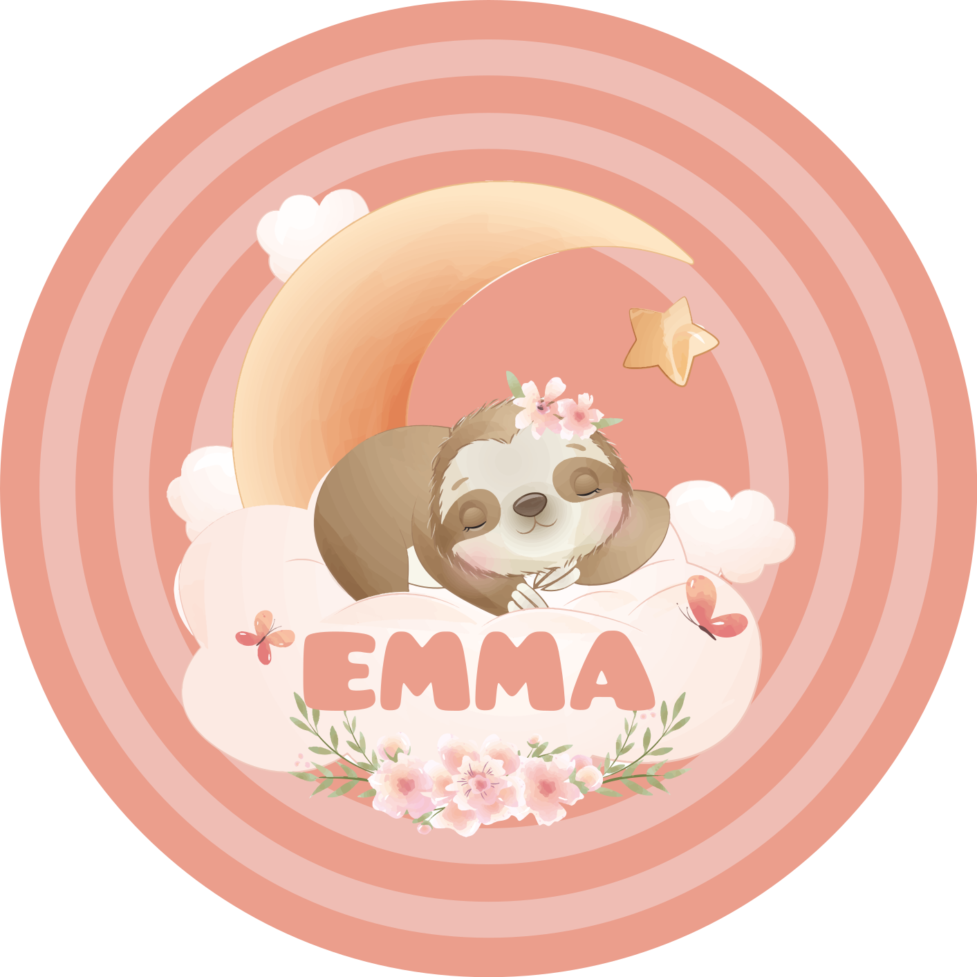 Alfombra vinílica personalizable lindo diseño de perezoso - TenVinilo