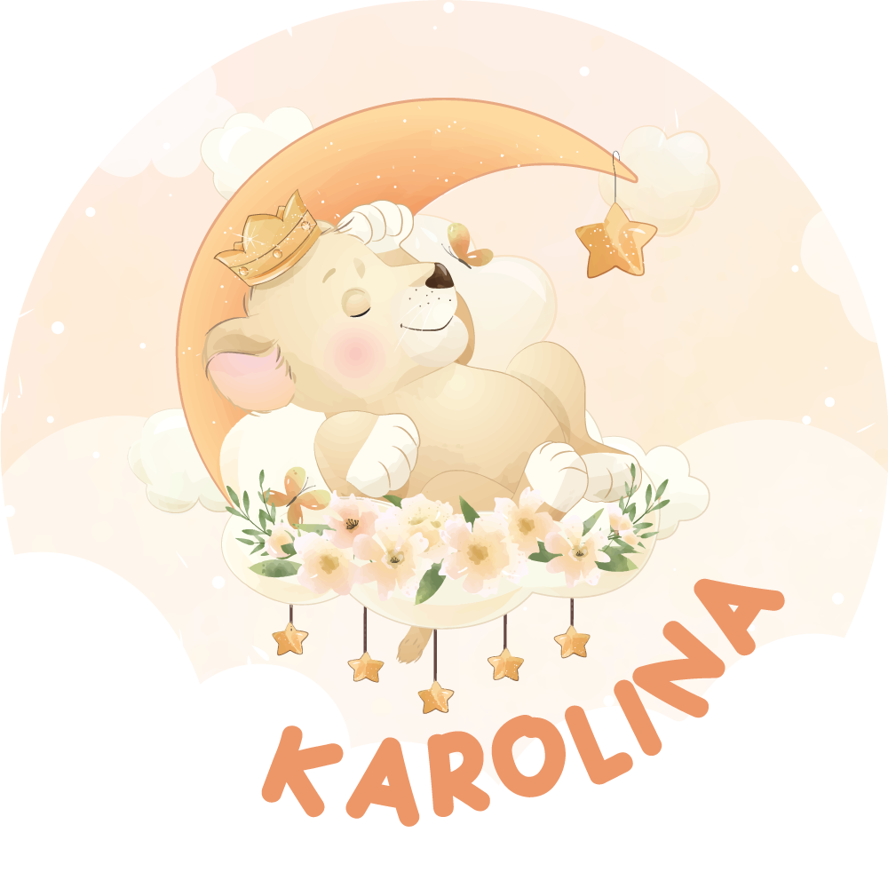 Alfombra vinílica personalizable Lindos animales león con nombre - TenVinilo