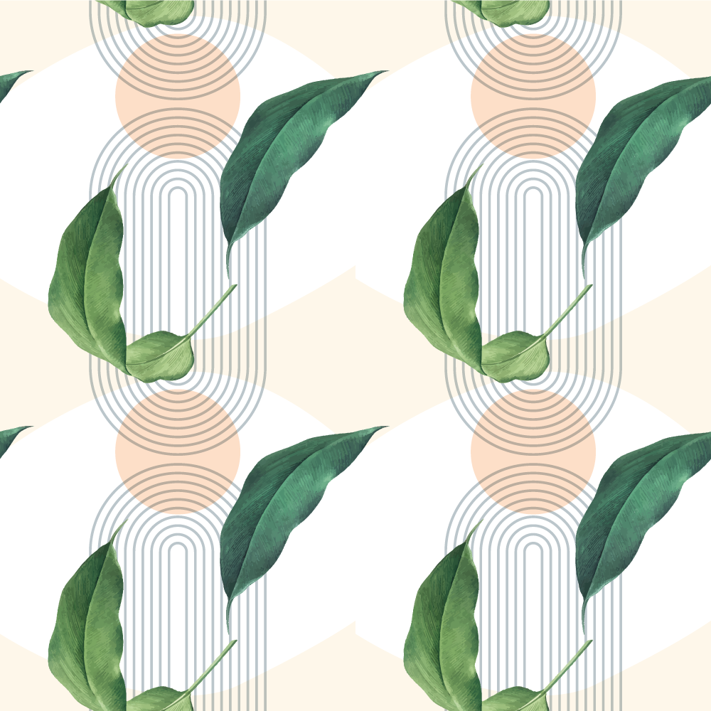 Alfombra vinílica naturaleza patrones geométricos de hojas - TenVinilo