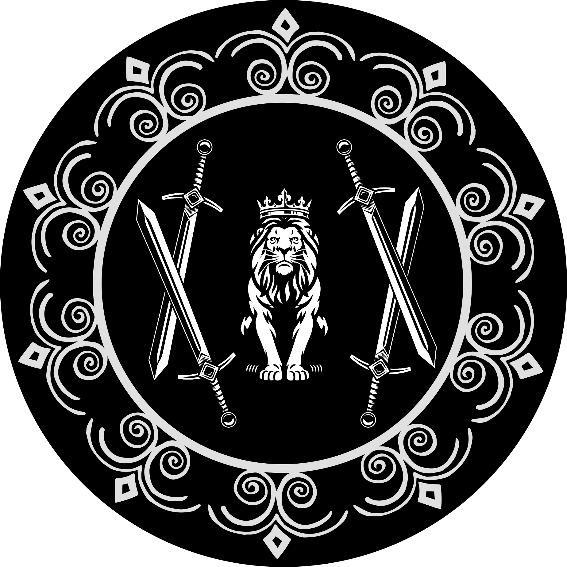 Alfombra vinílica redonda majestuoso emblema del león - TenVinilo