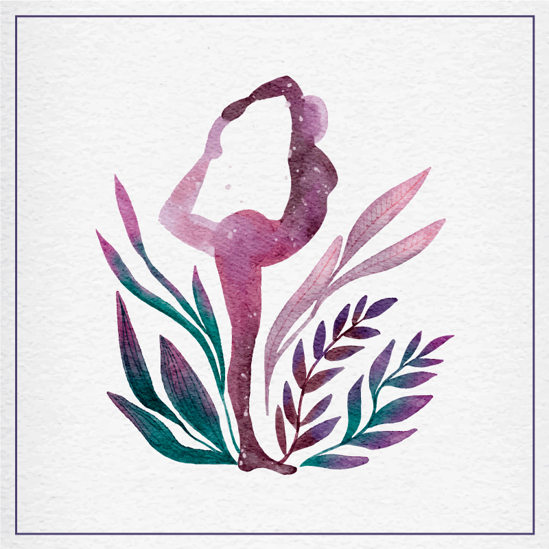 Alfombra vinílica vintage Pose de yoga acuarela - TenVinilo