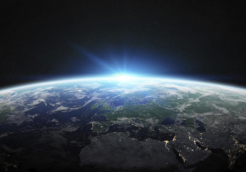 Alfombra vinílica juvenil horizonte brillante de la tierra - TenVinilo