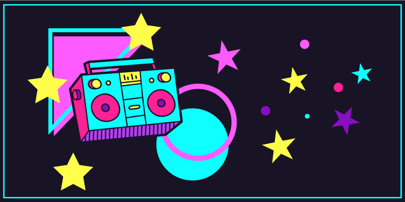 Alfombra vinílica vintage gráfico colorido boombox - TenVinilo
