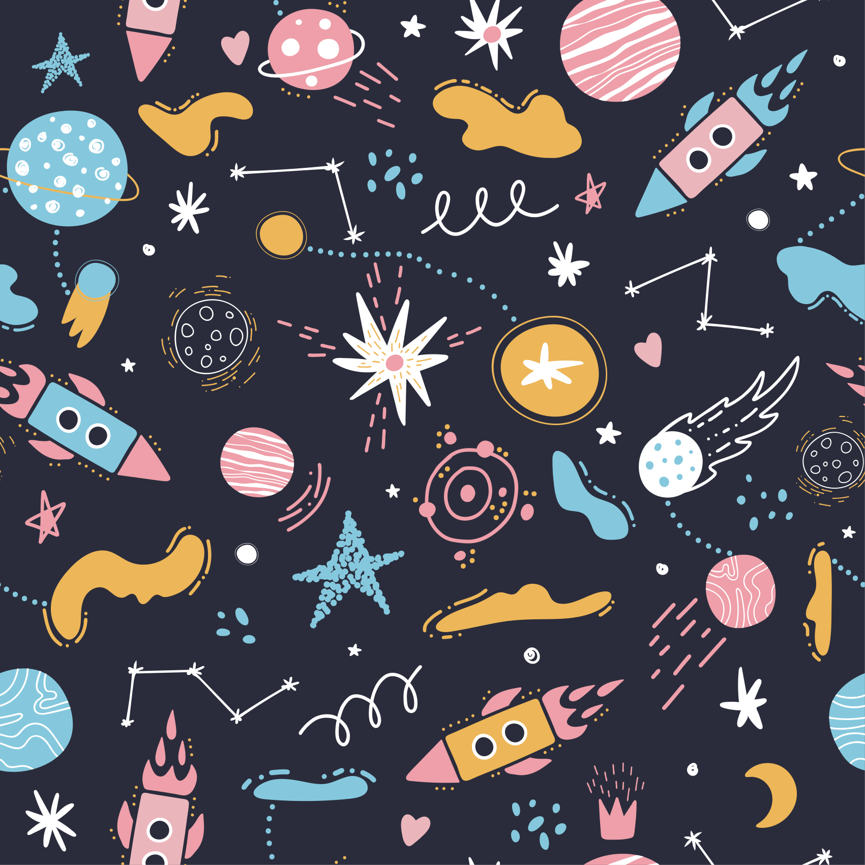Alfombra vinílica infantil aventura espacial cósmica - TenVinilo