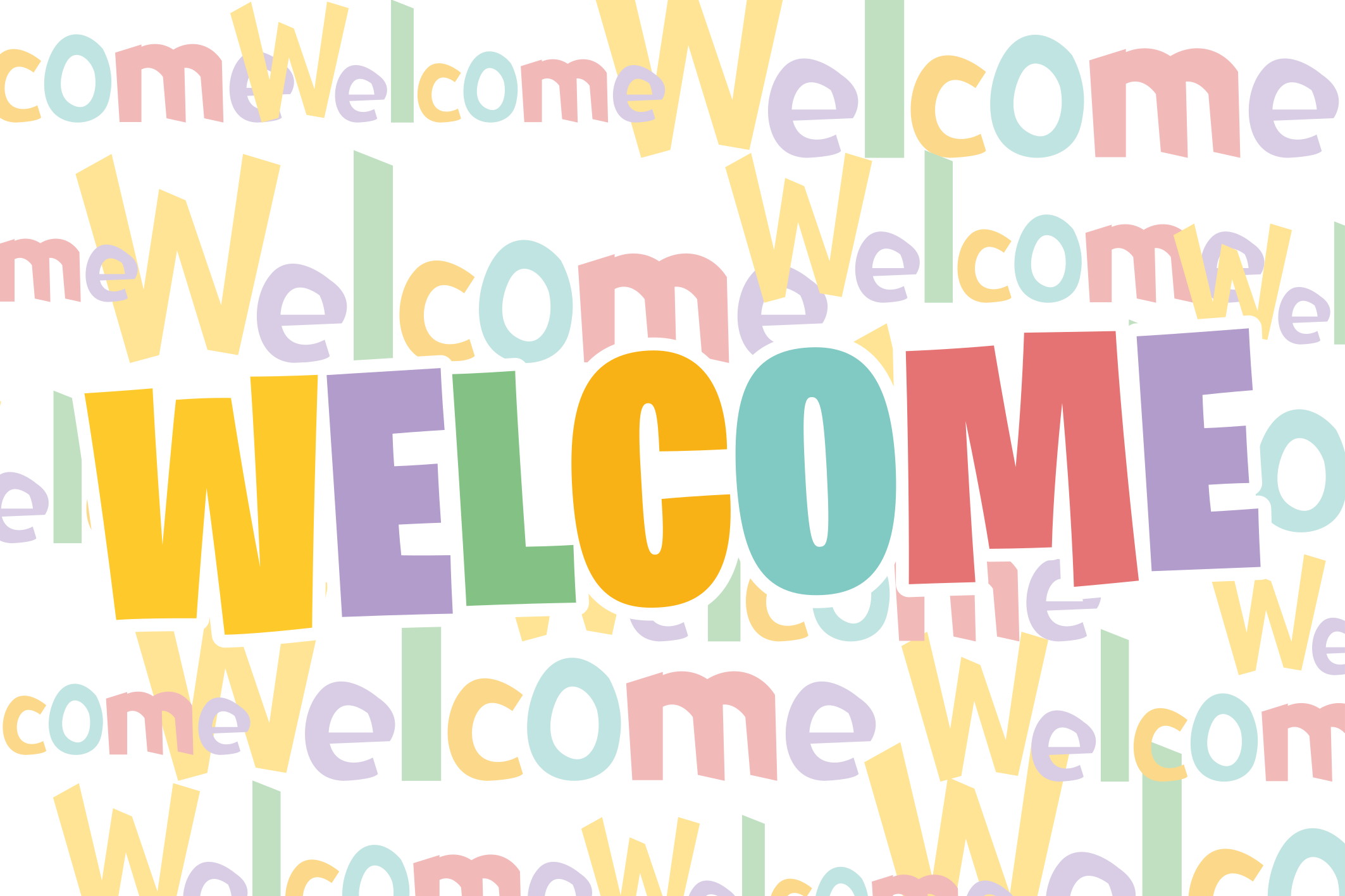Alfombra vinílica frase tipografía de bienvenida colorida - TenVinilo