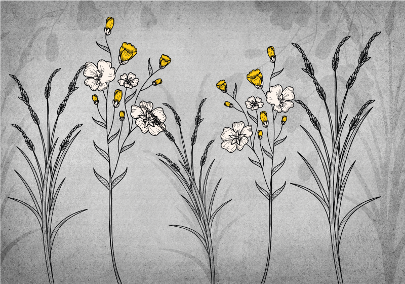 Alfombra vinílica flores detalle de boceto floral - TenVinilo