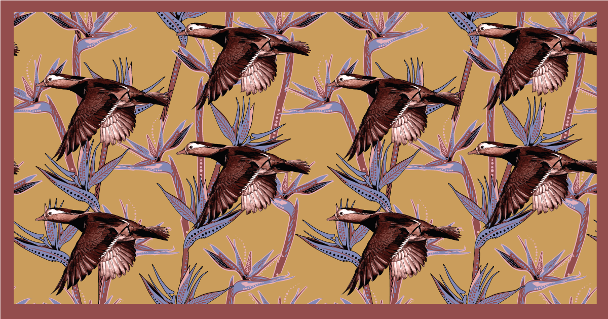Alfombra vinílica animales patrón de patos voladores - TenVinilo