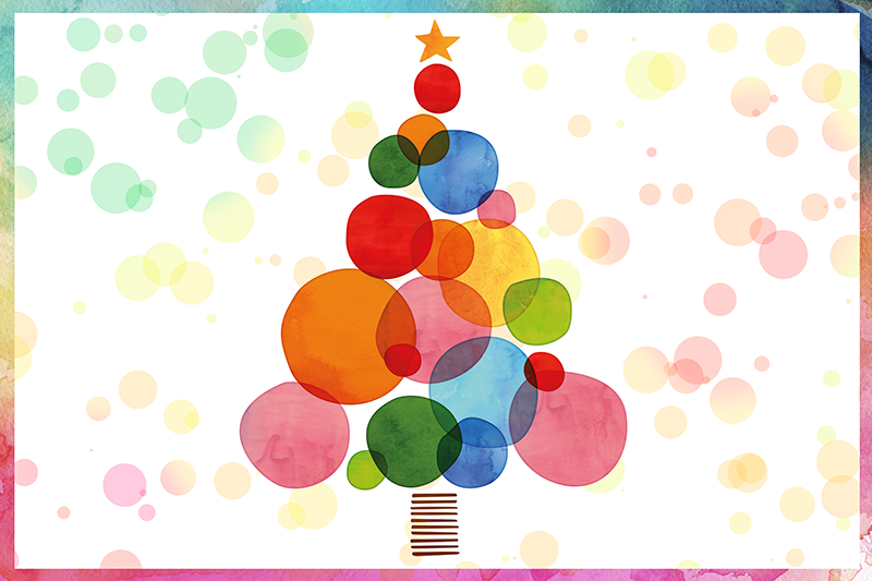 Alfombra vinilo navidad Árbol de aguada de color - TenVinilo