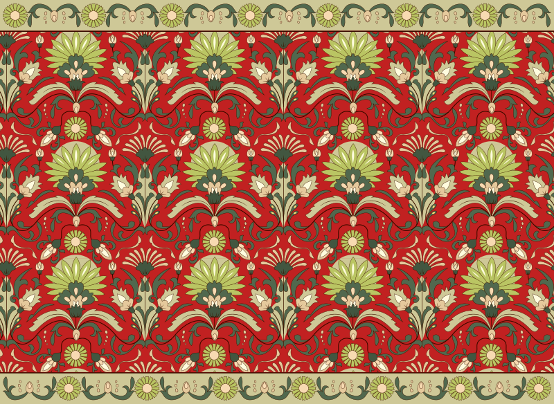 Alfombra vinílica comedor diseño verde tradicional - TenVinilo