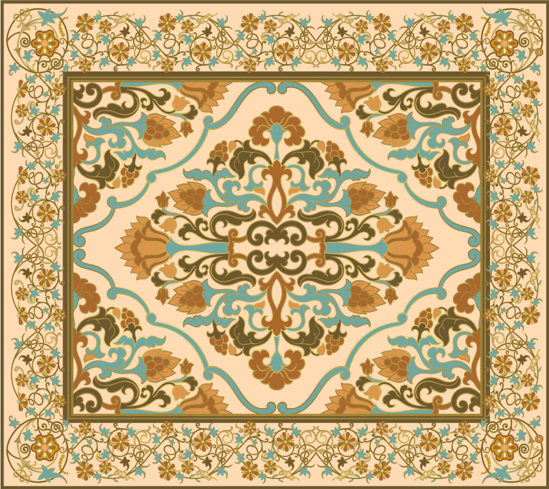 Alfombra vinílica comedor diseño mandala beige - TenVinilo