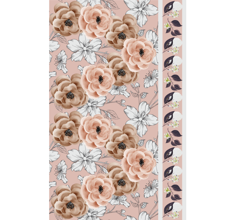 Papel tapiz flores elegante arreglo beige - TenVinilo