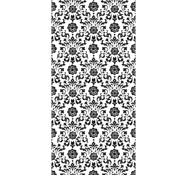 Papel tapiz floral clásico blanco y negro - TenVinilo