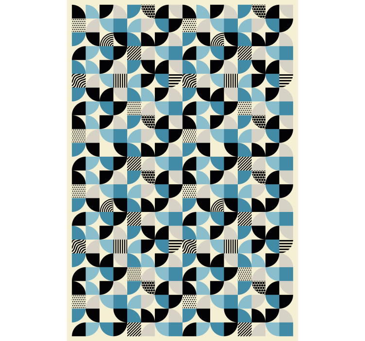 Papel tapiz ornamental patrón bauhaus azul retro - TenVinilo