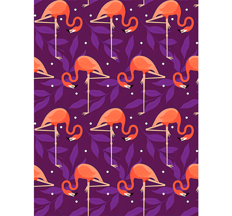 Papel tapiz pájaros flamencos tropicales rosas - TenVinilo