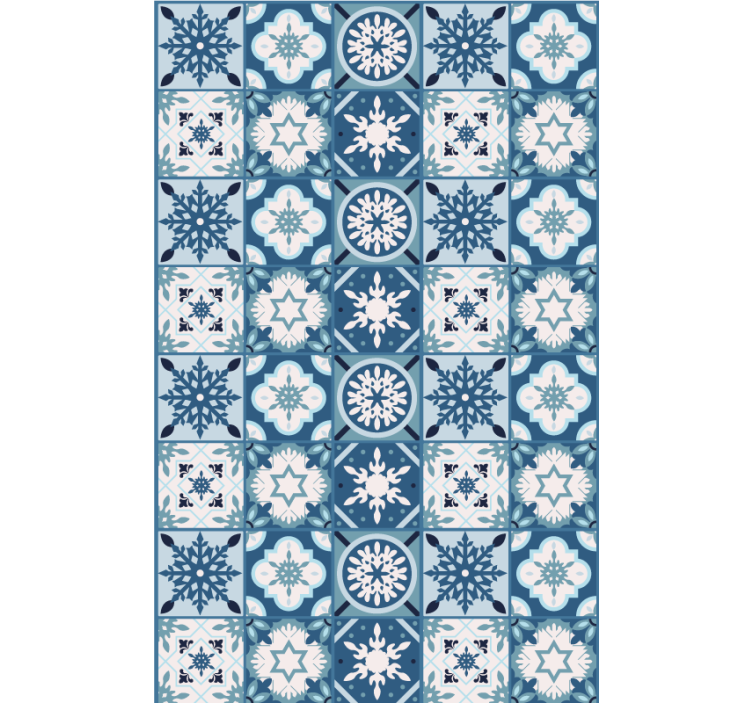 Papel tapiz navidad azulejos de copos de nieve - TenVinilo