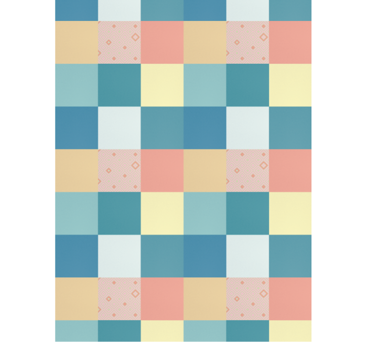 Papel tapiz pasillo patrón retro colorido patchwork - TenVinilo