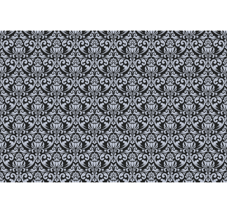 Papel tapiz azulejos mosaico barroco gris y negro - TenVinilo