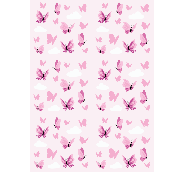 Papel tapiz mariposas en rosa y nubes - TenVinilo