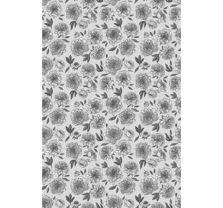 Papel tapiz pasillo patrón de peonía monocromática - TenVinilo