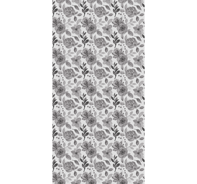 Papel tapiz pasillo flores grises elegantes - TenVinilo