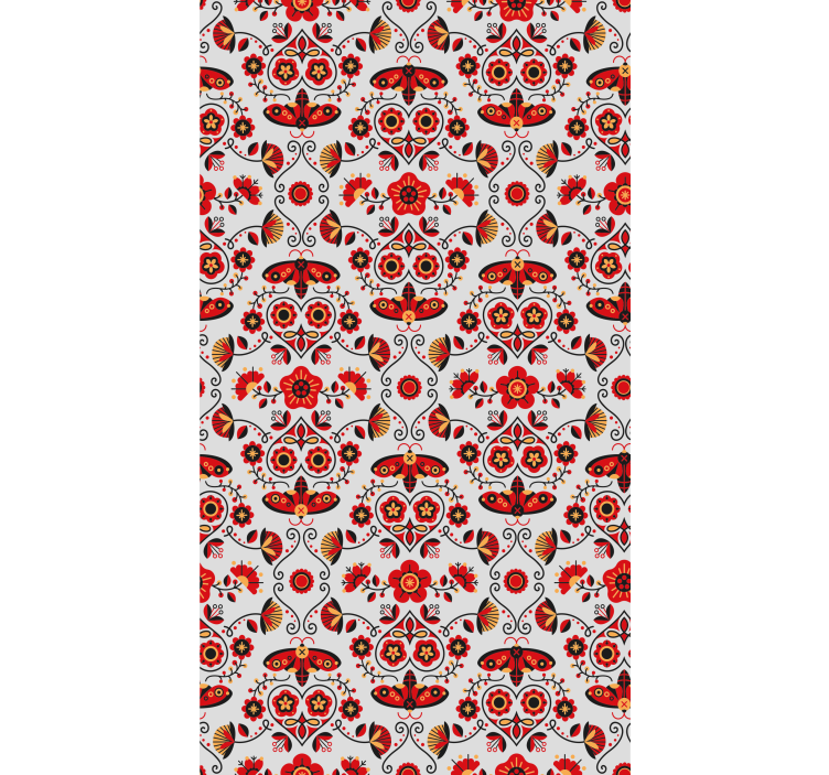 Papel tapiz pasillo patrón rojo polaco - TenVinilo