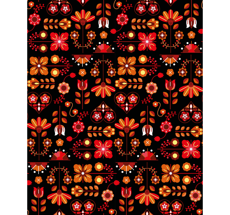 Papel tapiz pasillo arte popular naranja - TenVinilo