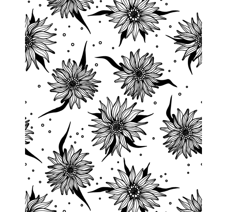 Papel tapiz pasillo girasoles blancos y negros - TenVinilo