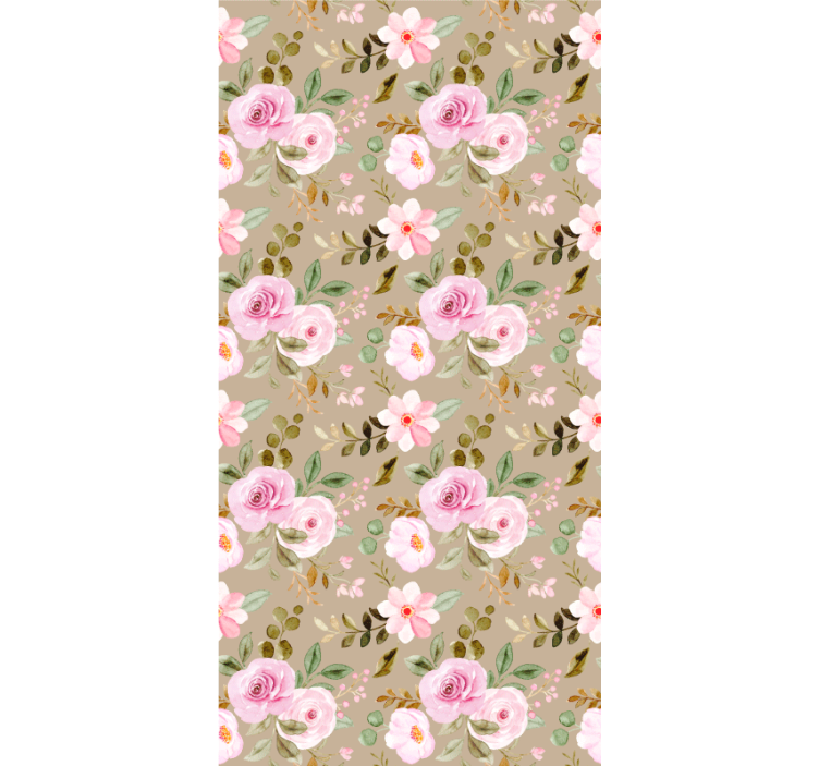 Papel tapiz pasillo patrones florales rosas - TenVinilo