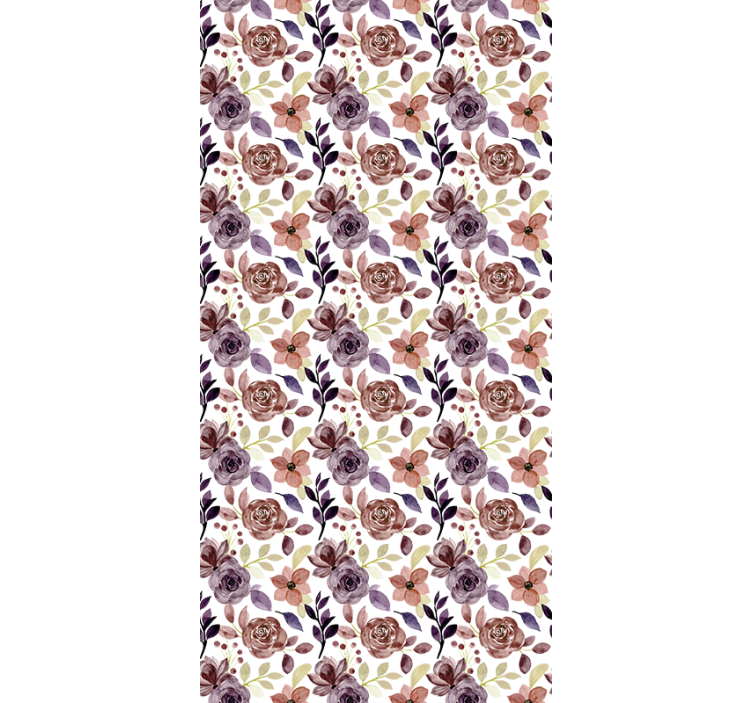 Papel tapiz pasillo patrón de rosas y flores - TenVinilo