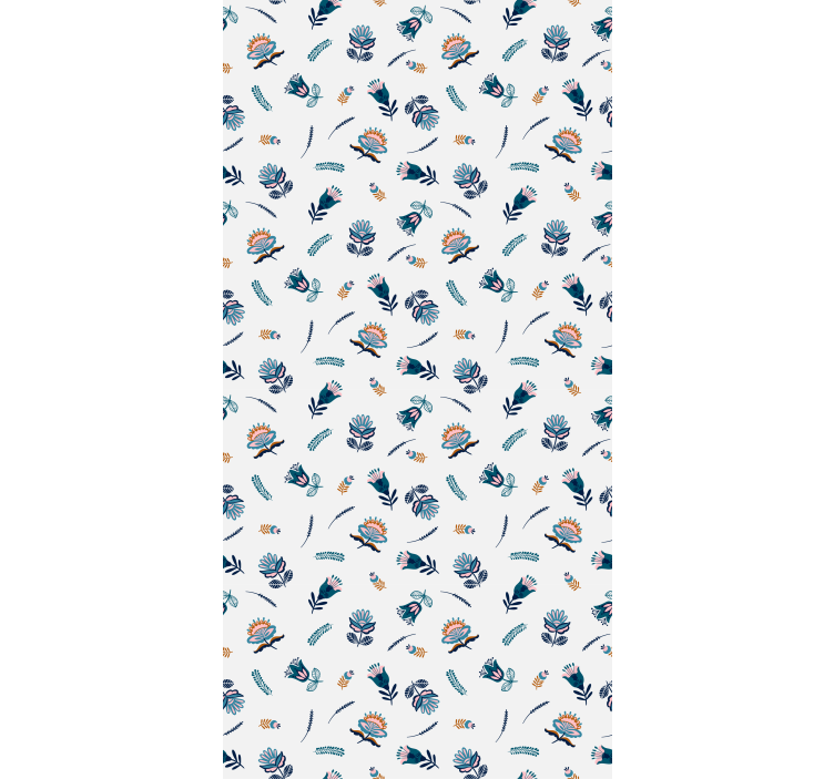 Papel tapiz pasillo motivo de arte popular azul - TenVinilo