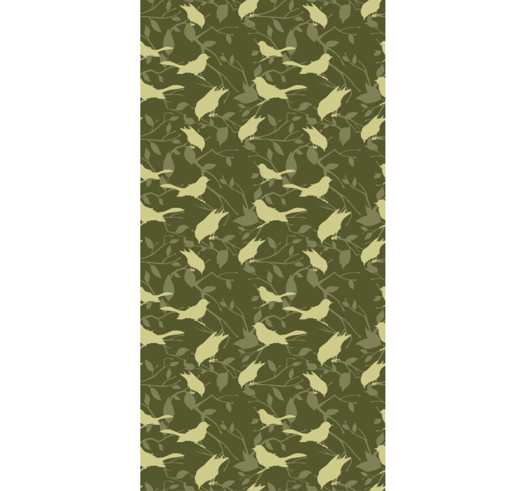 Papel tapiz clásico con patrón de pájaros verdes victoriano - TenVinilo