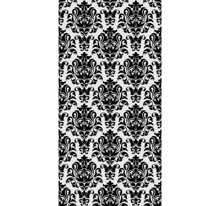 Papel tapiz clásico patrón floral en blanco y negro - TenVinilo