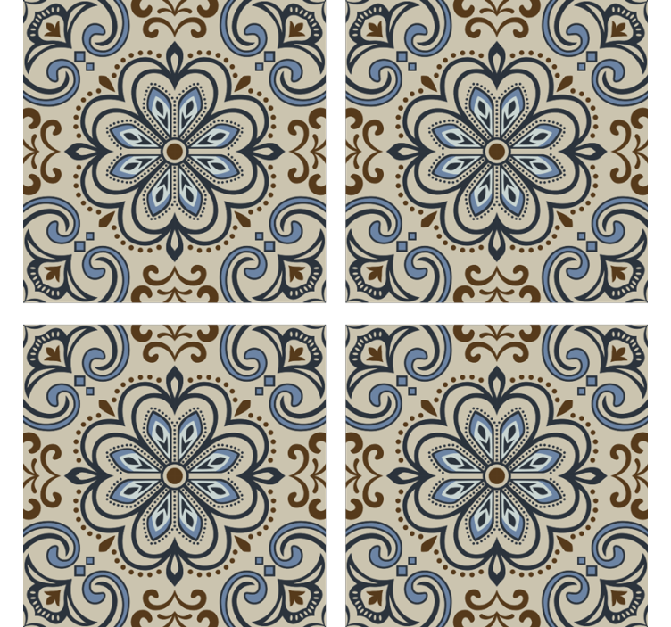 Papel tapiz azulejos diseño floral - TenVinilo