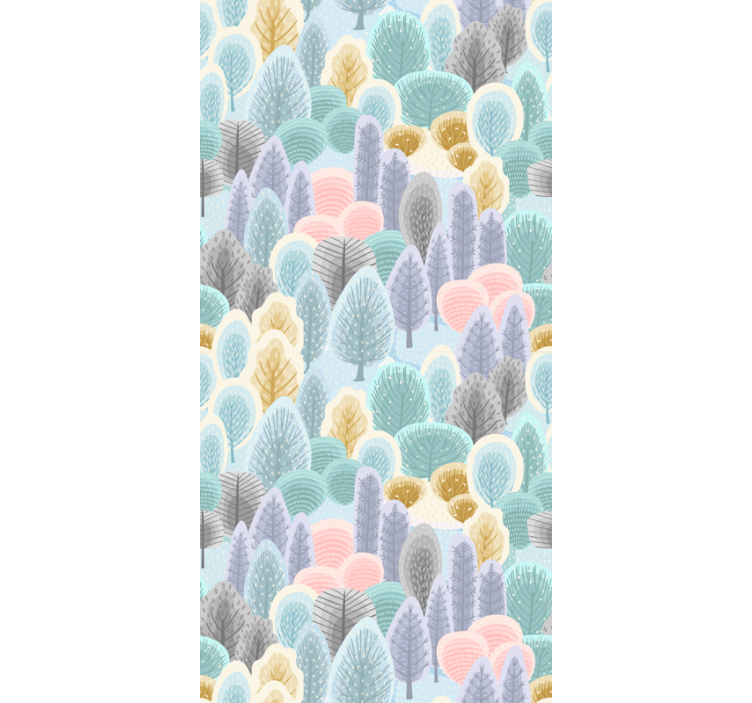 Papel tapiz árboles patrón bosque pastel - TenVinilo