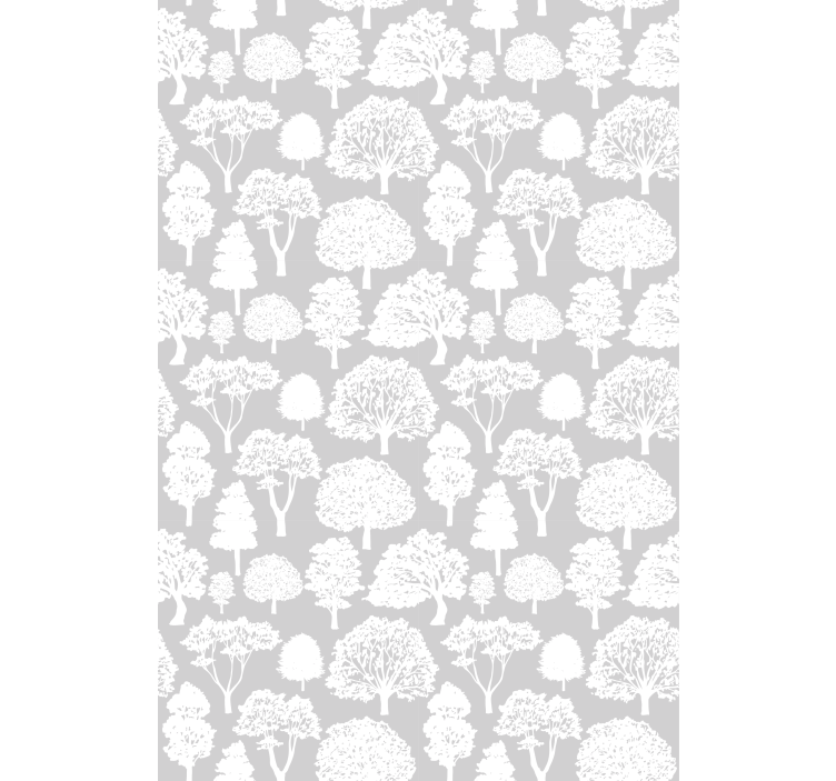 Papel tapiz árboles blanco y gris - TenVinilo