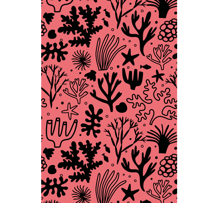 Papel tapiz árboles hojas australianas rojas y negras - TenVinilo