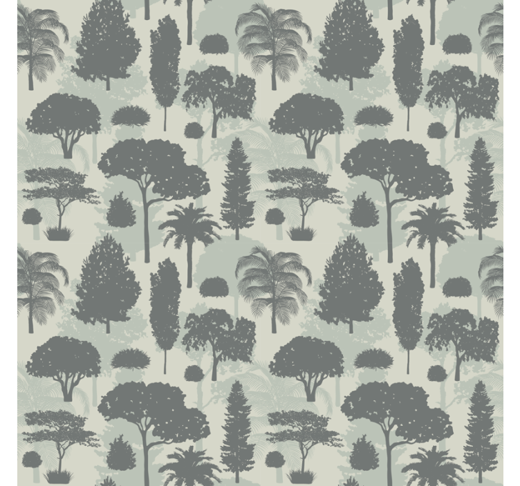 Papel tapiz árboles diseño de bosque en silueta - TenVinilo