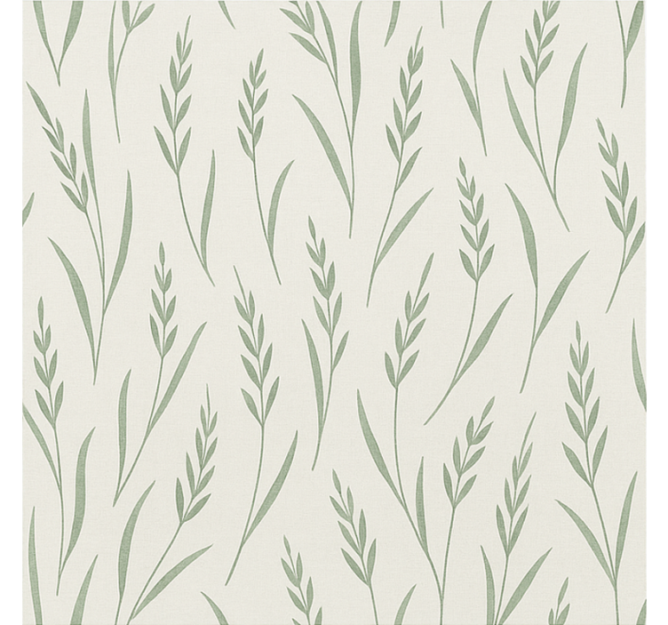 Papel tapiz comedor estampado de hojas de trigo verde - TenVinilo