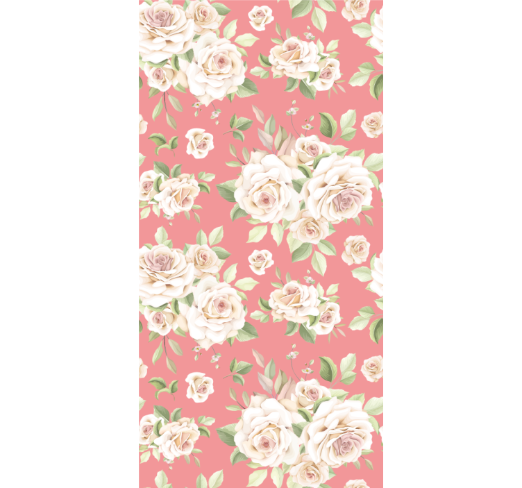 Papel tapiz comedor patrón floral de rosas - TenVinilo