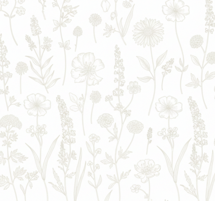 Papel tapiz para sala bosque de bocetos botánicos - TenVinilo