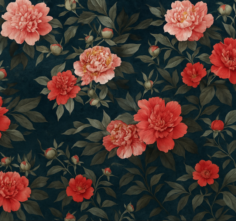 Papel tapiz para sala botánico oscuro vintage - TenVinilo