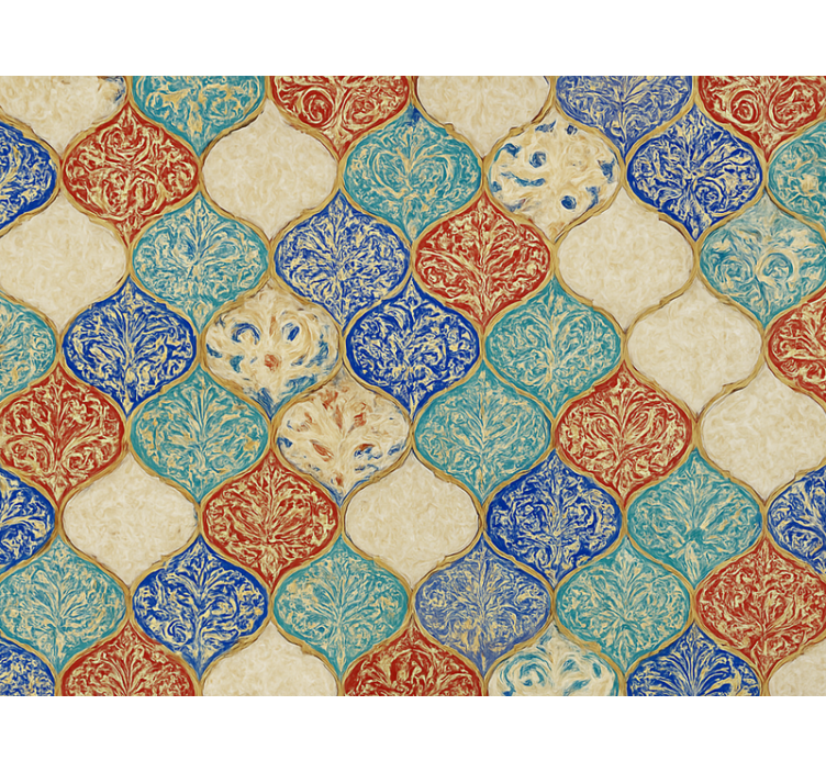 Papel tapiz para sala patrón marroquí colorido - TenVinilo